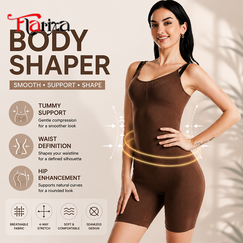Shapewear Bodysuit Firm - Flarixa Women Seamless Body Shaper Bodysuit