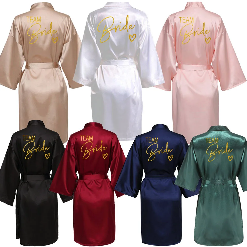 Robe Silk Women - Wedding Party Team Bride Robe Kimono