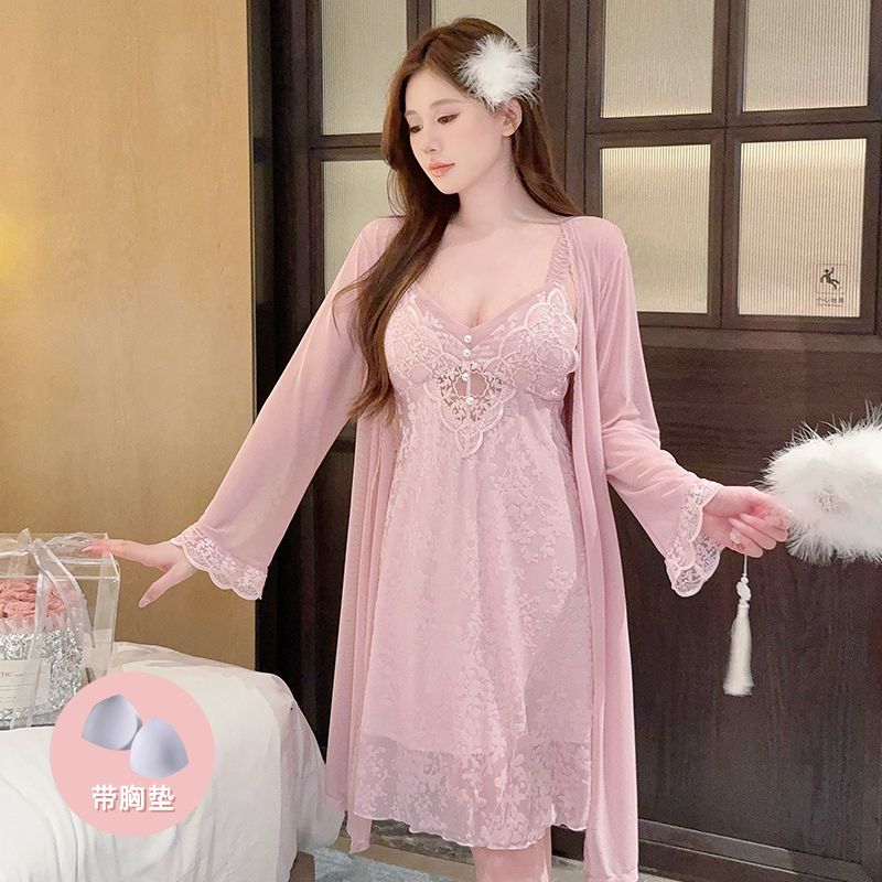 2025 Summer 2PCS Sexy Lace Lin - đánh giá và giá Robe Silk Women