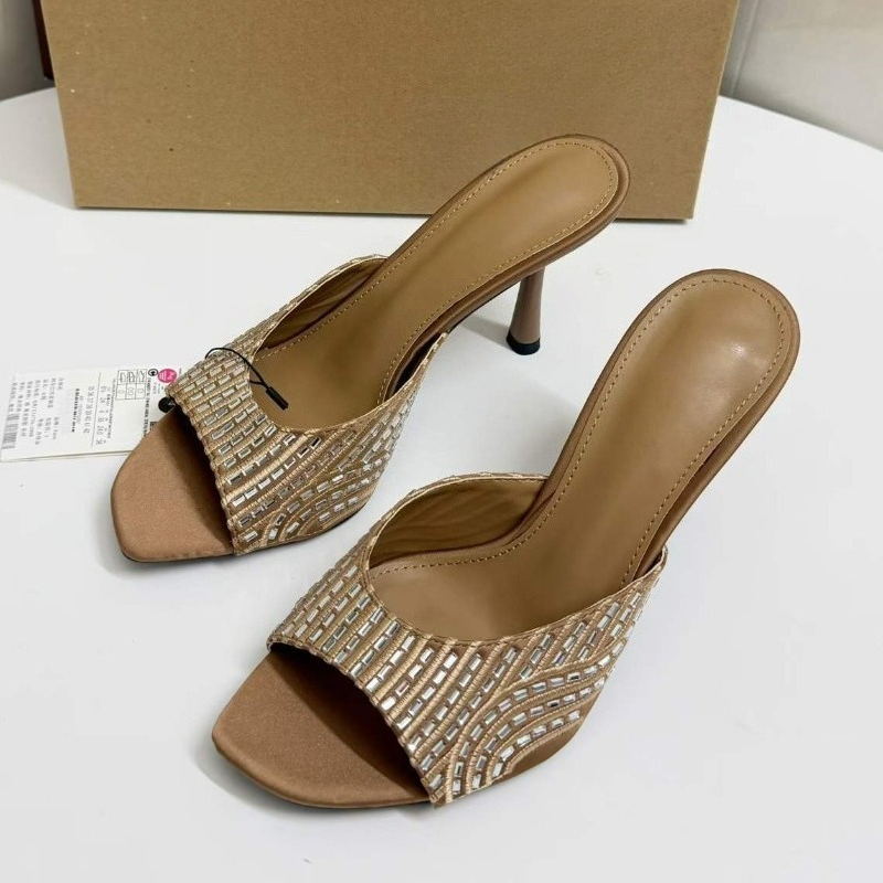 Women Square Toe High Heel Mul - đánh giá và giá Slip Dress Satin