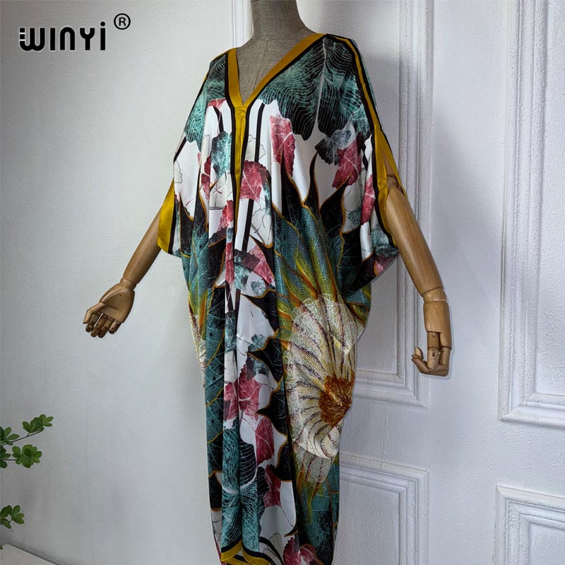WINYI Summer african V-neck dr - đánh giá và giá Robe Silk Women