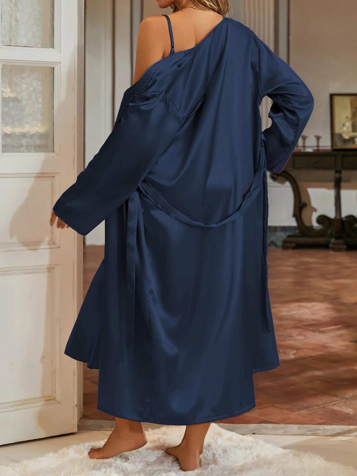 Minimalist Solid Color Pajama  - đánh giá và giá Robe Silk Women