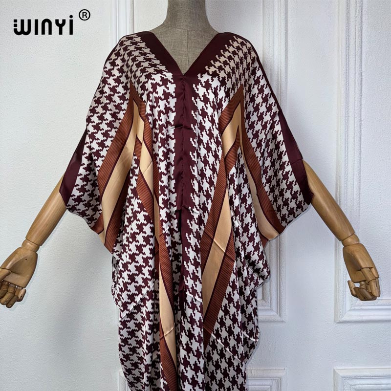 WINYI Summer african V-neck dr - đánh giá và giá Robe Silk Women