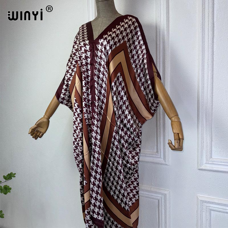 WINYI Summer african V-neck dr - đánh giá và giá Robe Silk Women