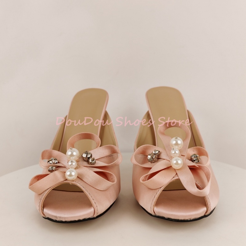 Pink Satin Bow Pearl Rhineston - đánh giá và giá Slip Dress Satin