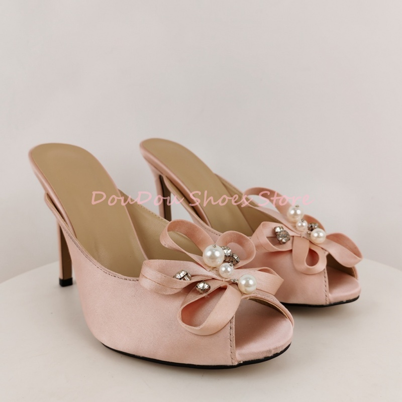 Pink Satin Bow Pearl Rhineston - đánh giá và giá Slip Dress Satin